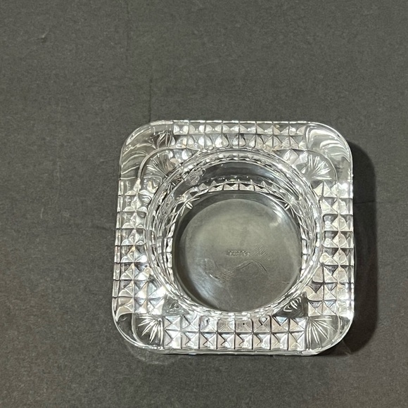 VTG Cristal Argnes France Heavy Lead Square Candle Holder Votive trinket Dish - Picture 1 of 10